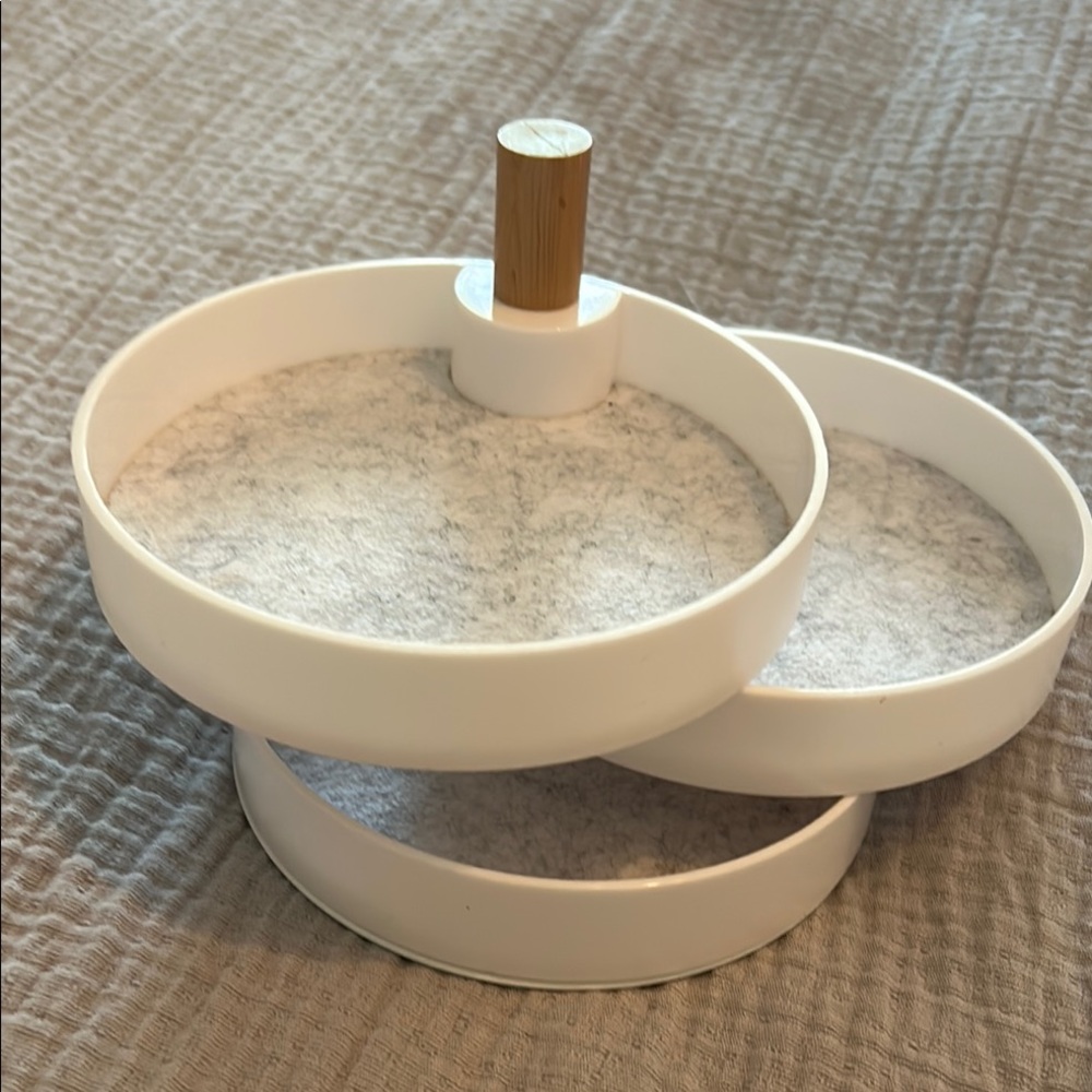 White Two-Tier Rotating Organizer